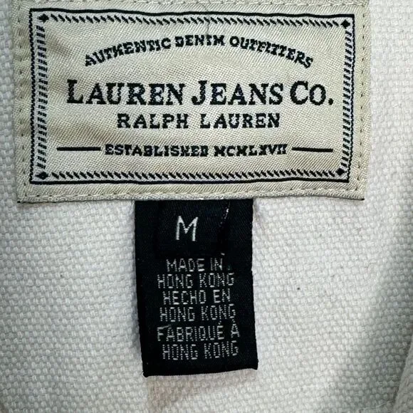 Vintage 90s Ralph Lauren Jeans Co Chore Jacket Cream Cotton Womens M - Picture 3 of 7